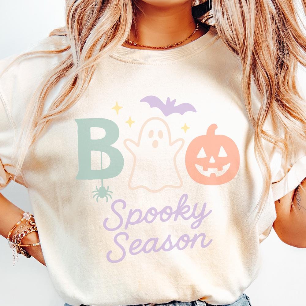 Boo Spooky Season PNG, Cute Halloween Ghost Pumpkin PNG - 300 DPI Design
