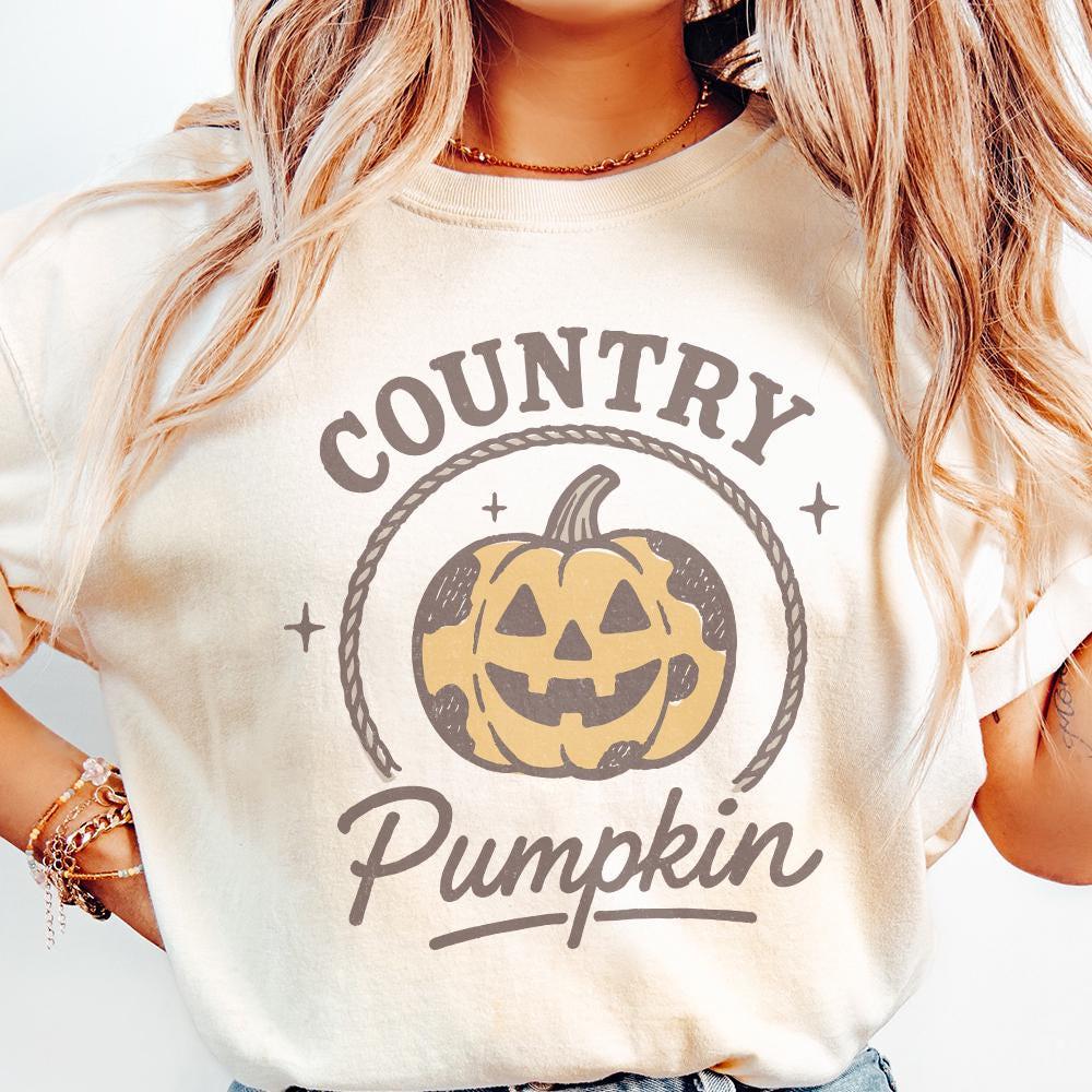 Country Pumpkin PNG, Retro Halloween PNG - 300 DPI Design for T-Shirt