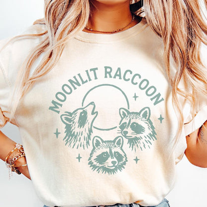 Moonlit Raccoon PNG, Woodland Animals Clipart - 300 DPI Design for T-Shirt