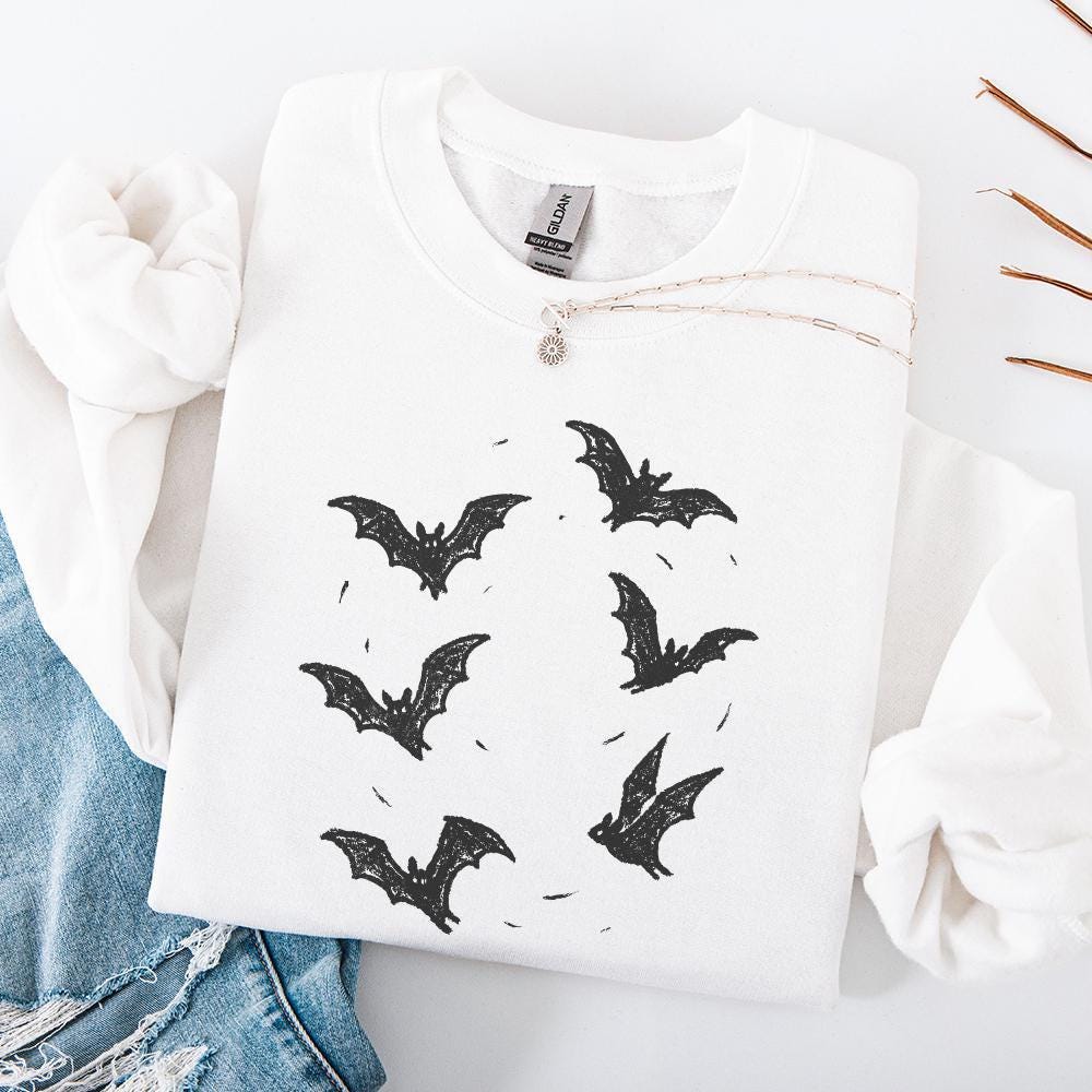 Minimal Flying Bats PNG, Spooky Halloween Bat Clipart - 300 DPI Design