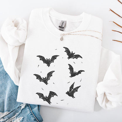 Minimal Flying Bats PNG, Spooky Halloween Bat Clipart - 300 DPI Design