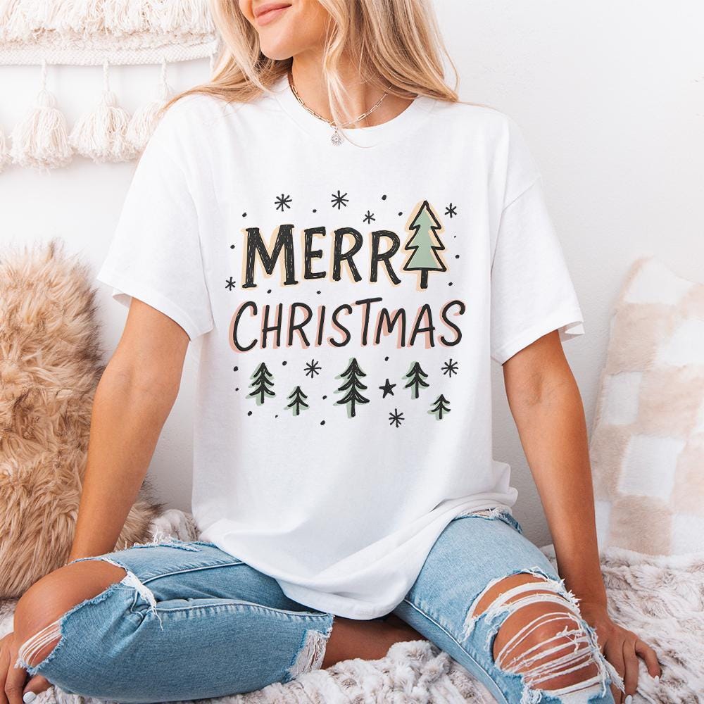 Merry Christmas PNG, Retro Christmas PNG - 300 DPI Design for T-Shirt
