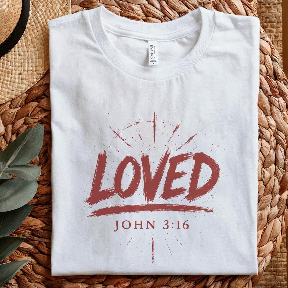 Loved John 3:16 PNG, Christian Bible Verse Digital Download - 300 DPI