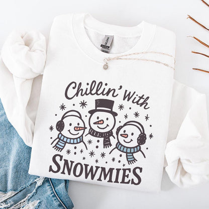 Chillin' With Snowmies PNG, Funny Christmas Snowman PNG - 300 DPI Design