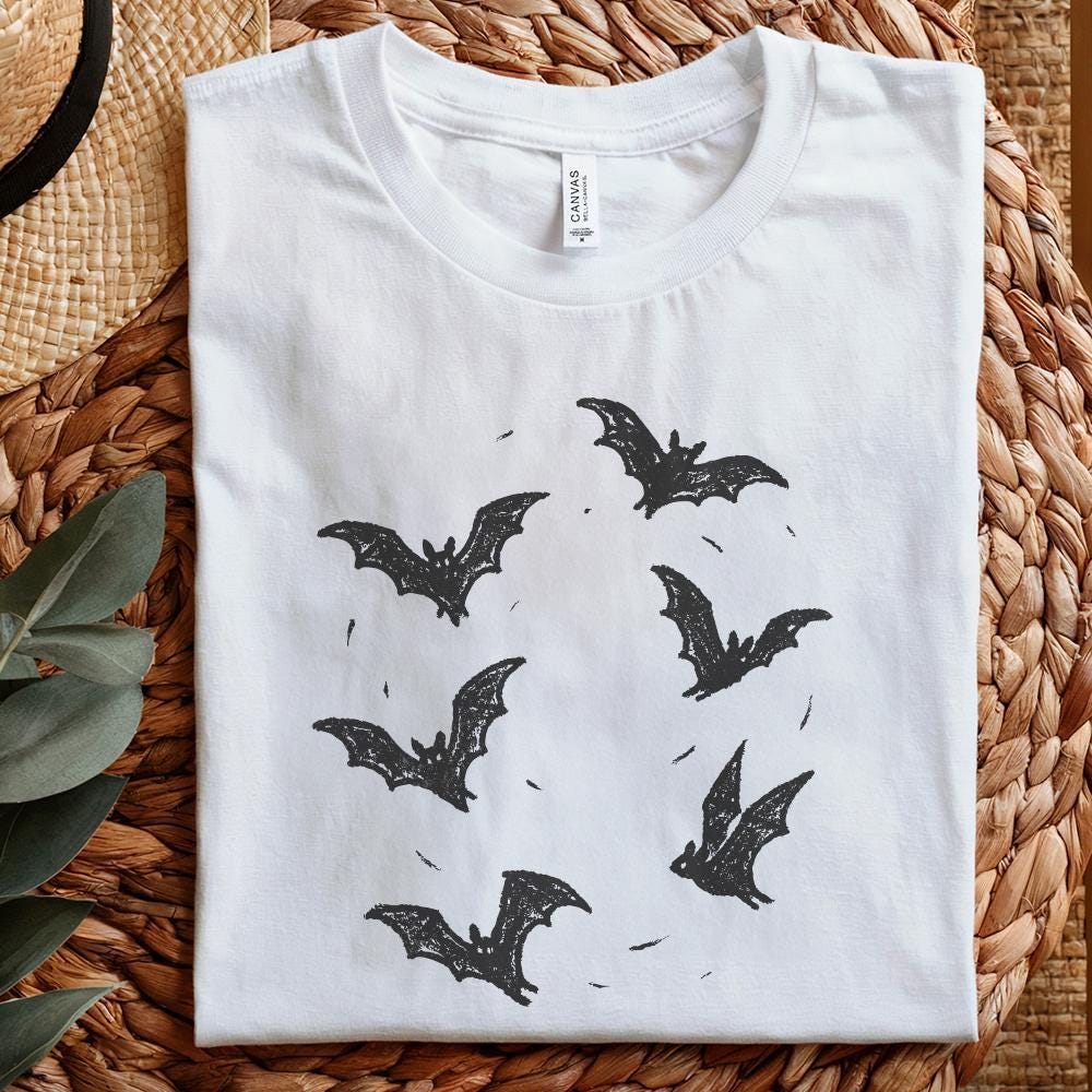 Minimal Flying Bats PNG, Spooky Halloween Bat Clipart - 300 DPI Design