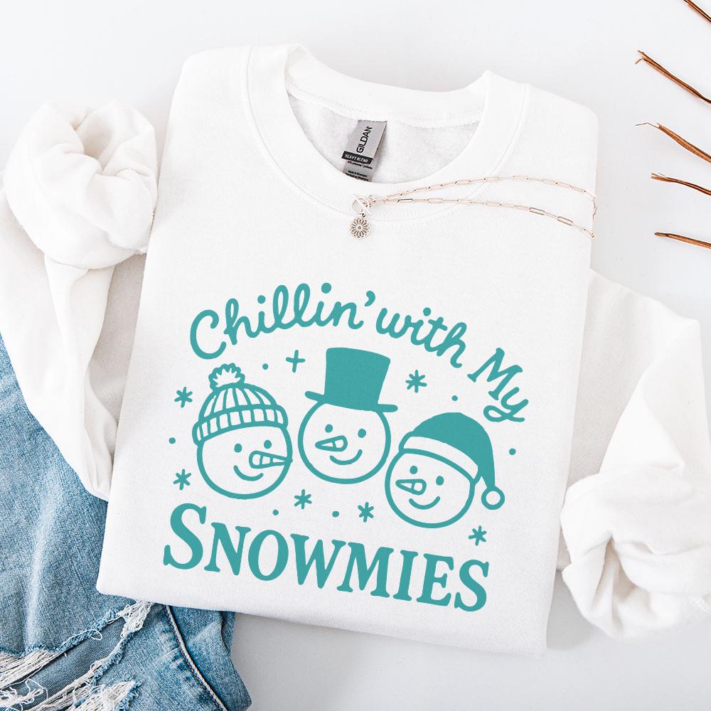 Chillin' With My Snowmies PNG, Funny Snowman Christmas Shirt PNG - 300