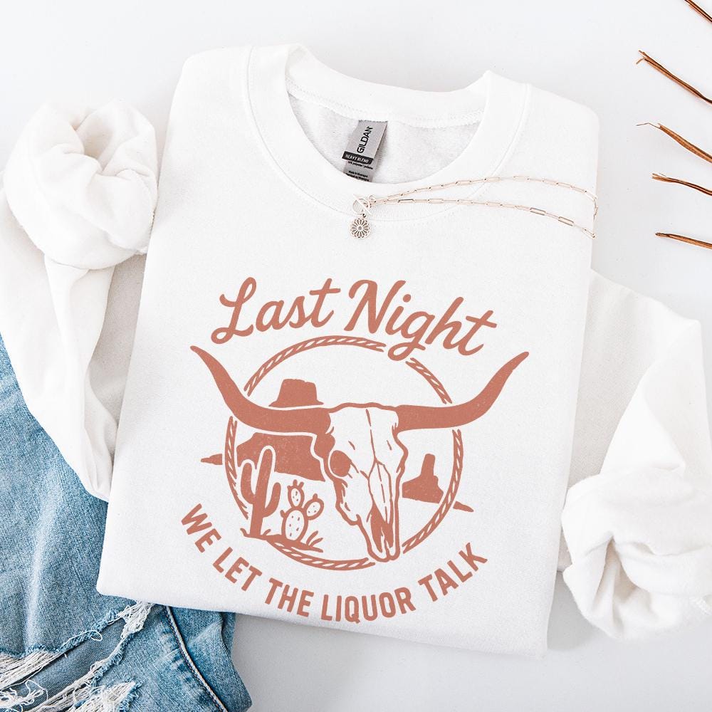 Last Night We Let The Liquor Talk PNG, Western Skull Desert Cactus