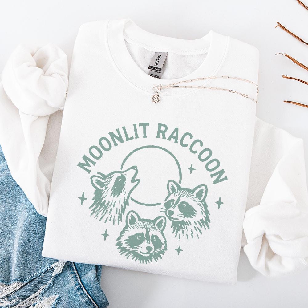 Moonlit Raccoon PNG, Woodland Animals Clipart - 300 DPI Design for T-Shirt