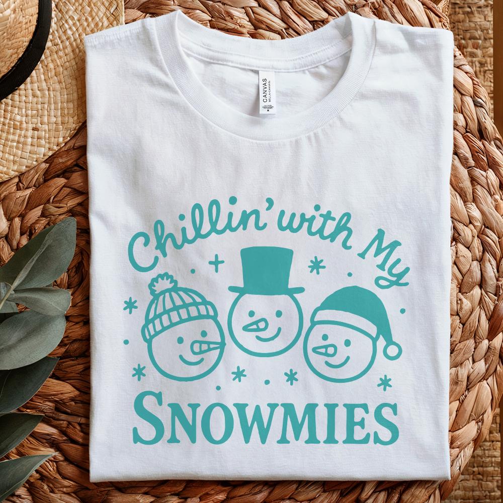 Chillin' With My Snowmies PNG, Funny Snowman Christmas Shirt PNG - 300