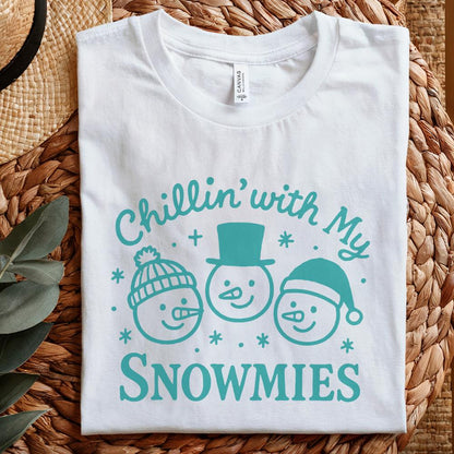 Chillin' With My Snowmies PNG, Funny Snowman Christmas Shirt PNG - 300