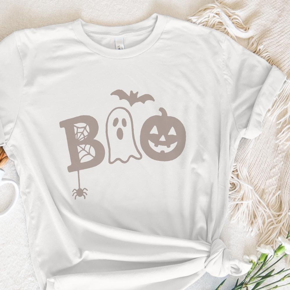 Boo Ghost Pumpkin Cute Halloween Shirt PNG, Retro Fall Spider Bat PNG