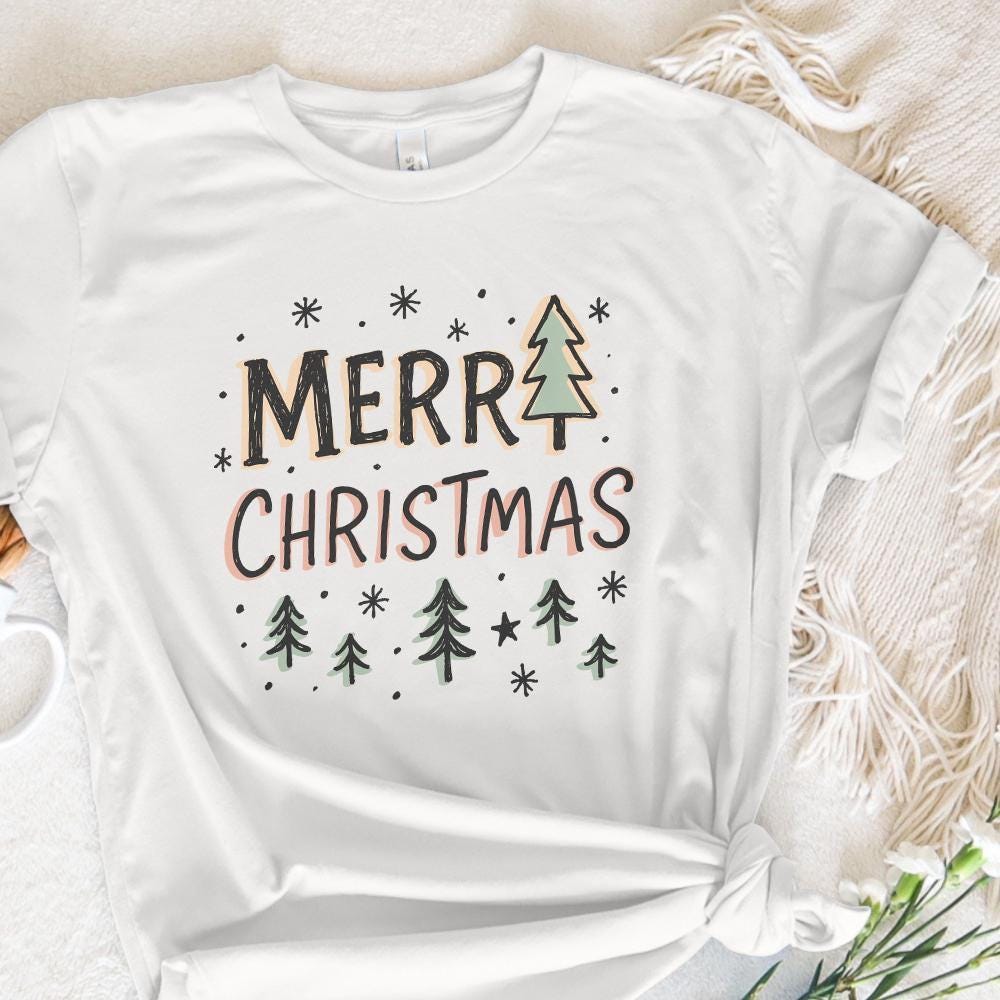 Merry Christmas PNG, Retro Christmas PNG - 300 DPI Design for T-Shirt