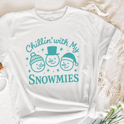 Chillin' With My Snowmies PNG, Funny Snowman Christmas Shirt PNG - 300