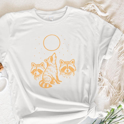 Raccoon Trio PNG Clipart Howling at Moon, Cute Forest Animal PNG Art