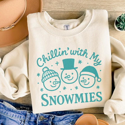Chillin' With My Snowmies PNG, Funny Snowman Christmas Shirt PNG - 300