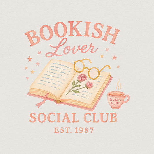 Bookish Lover Social Club Est. 1987 PNG – Cozy Book Lover Shirt, Book