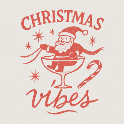 Christmas Vibes Santa Claus In Cocktail Glass PNG, Retro Christmas PNG