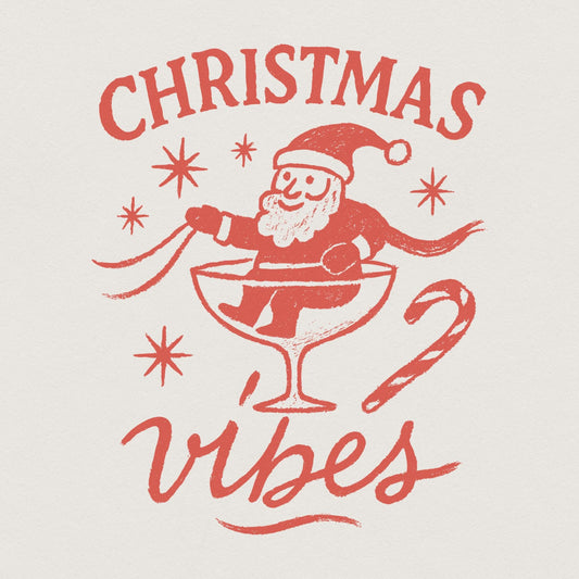 Christmas Vibes Santa Claus In Cocktail Glass PNG, Retro Christmas PNG