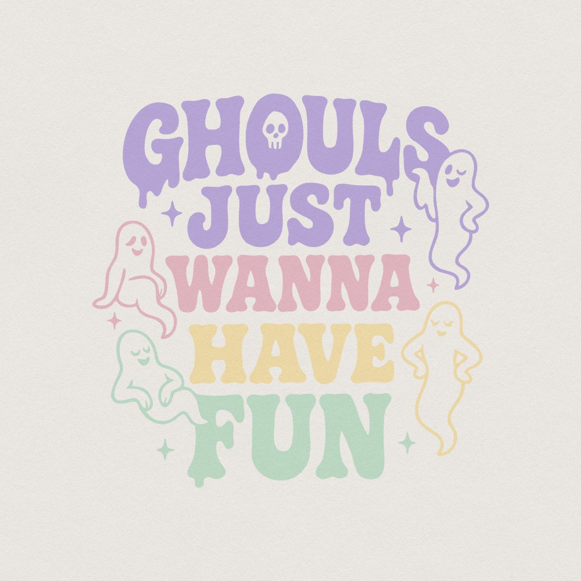 Ghouls Just Wanna Have Fun PNG, Cute Ghost Retro Halloween PNG - 300 DPI