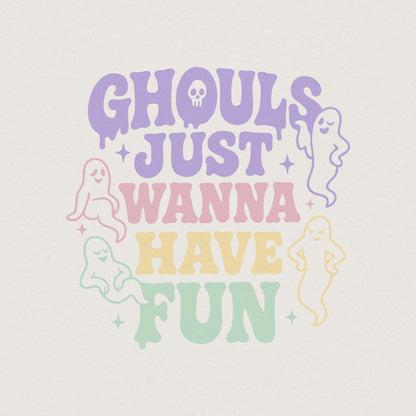 Ghouls Just Wanna Have Fun PNG, Cute Ghost Retro Halloween PNG - 300 DPI