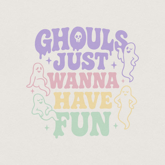 Ghouls Just Wanna Have Fun PNG, Cute Ghost Retro Halloween PNG - 300 DPI