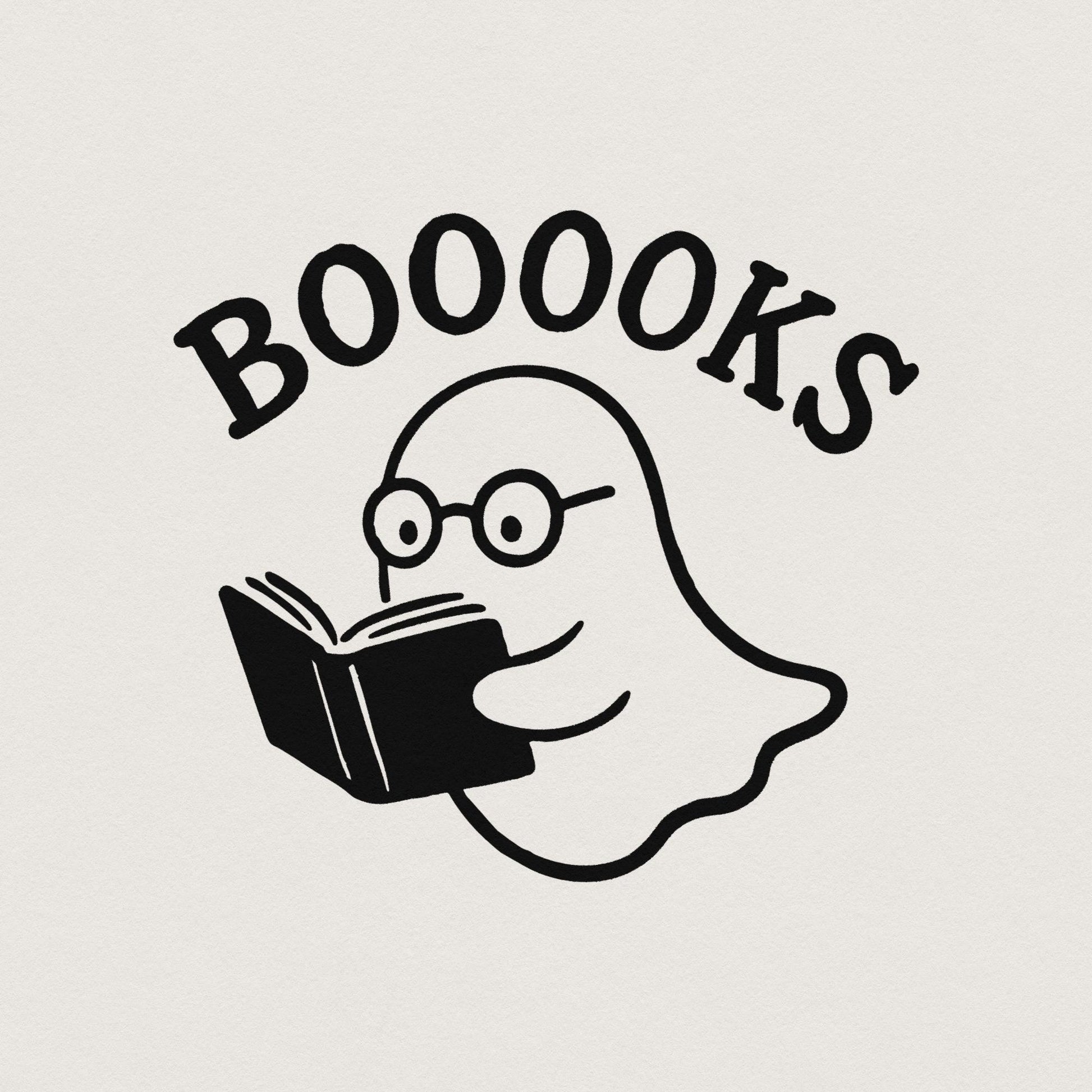 Booooks Ghost Reading PNG, Cute Halloween Book Lover PNG - 300 DPI Design