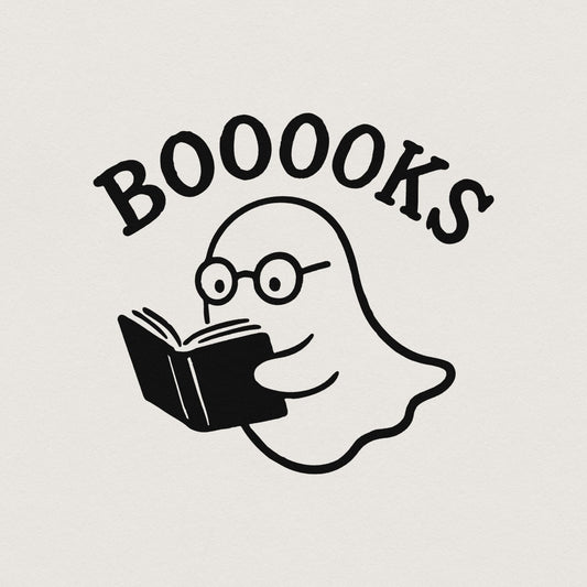 Booooks Ghost Reading PNG, Cute Halloween Book Lover PNG - 300 DPI Design
