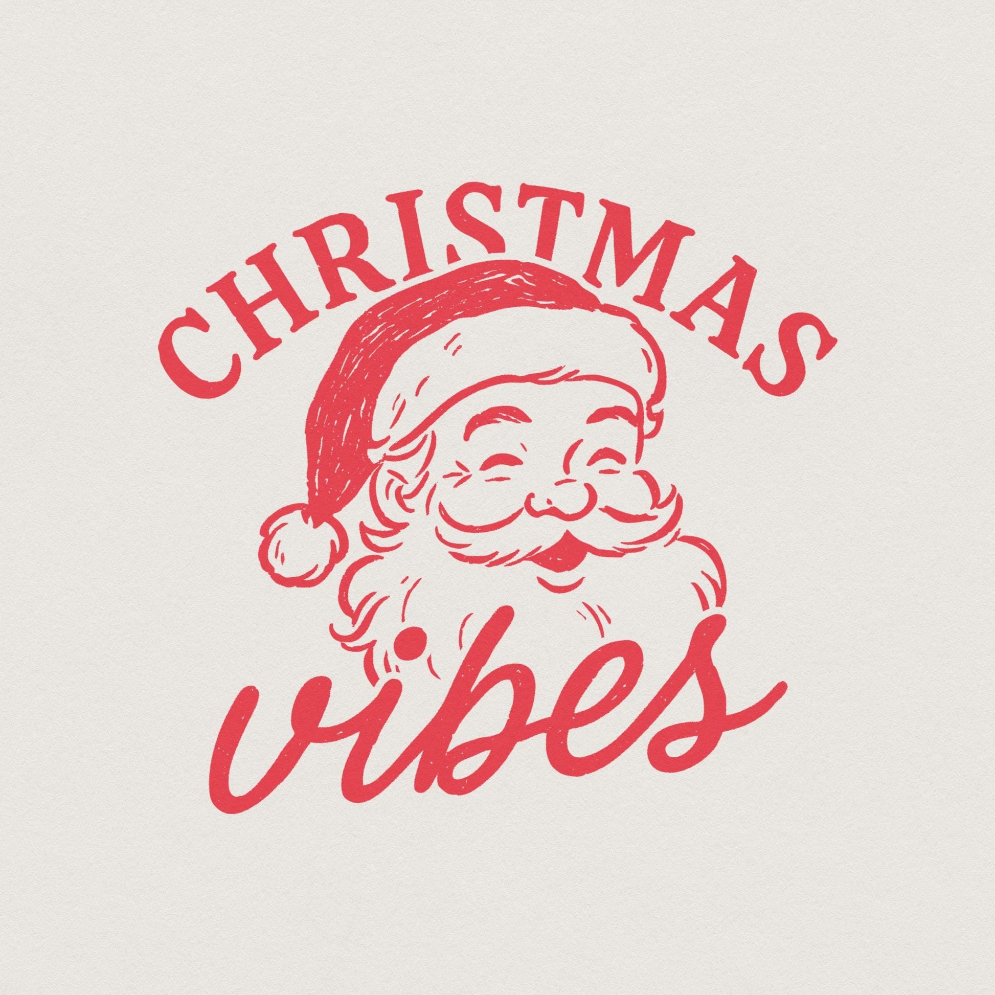 Christmas Vibes PNG, Retro Santa Claus - 300 DPI Design for T-Shirt