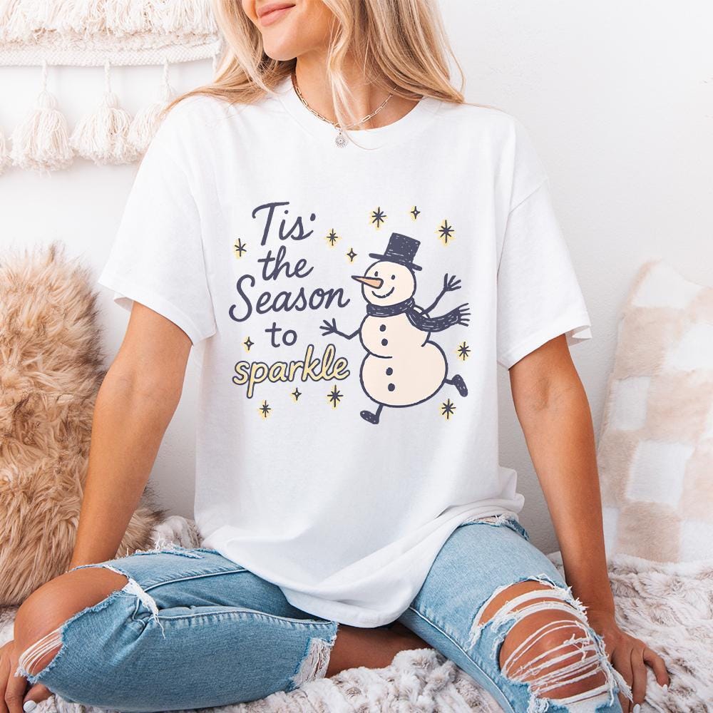 Tis' The Season To Sparkle PNG, Christmas Snowman PNG - 300 DPI Design