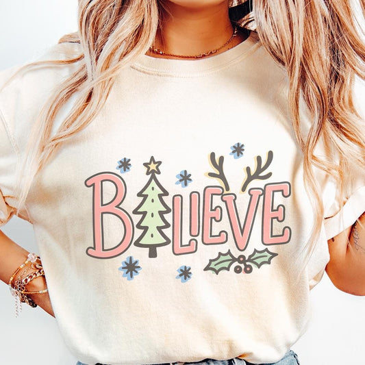 Believe Christmas PNG, Holiday Png - 300 DPI Design for T-Shirt
