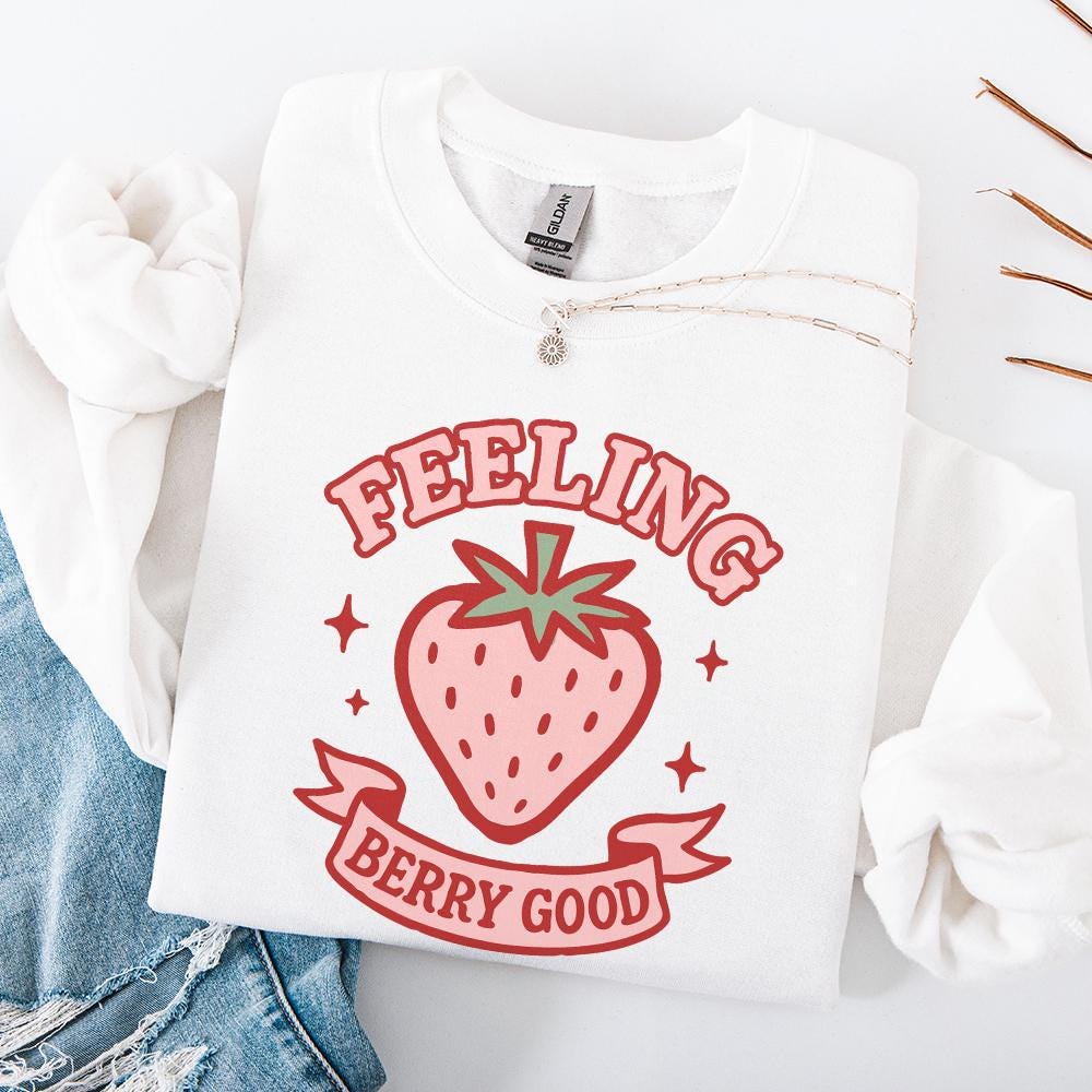 Feeling Berry Good PNG, Retro Strawberry Digital Download - 300 DPI