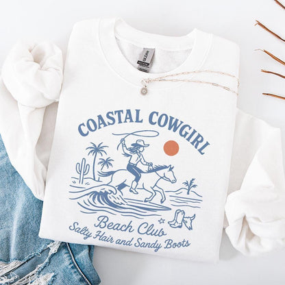 Coastal Cowgirl Beach Club PNG, Retro Western Cowgirl PNG - 300 DPI
