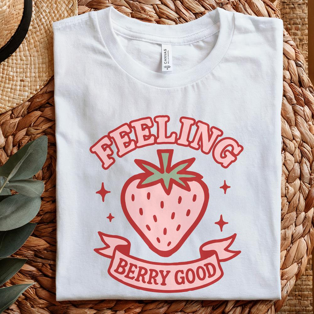 Feeling Berry Good PNG, Retro Strawberry Digital Download - 300 DPI