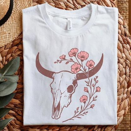 Boho Western Skull PNG, Floral Horns Tumbler PNG Digital Download - 300