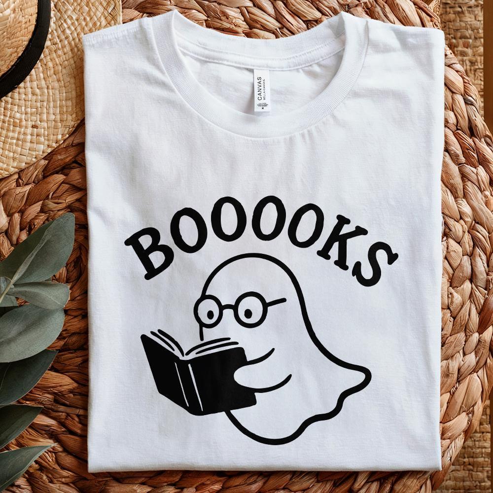Booooks Ghost Reading PNG, Cute Halloween Book Lover PNG - 300 DPI Design
