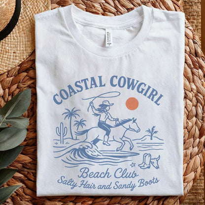 Coastal Cowgirl Beach Club PNG, Retro Western Cowgirl PNG - 300 DPI