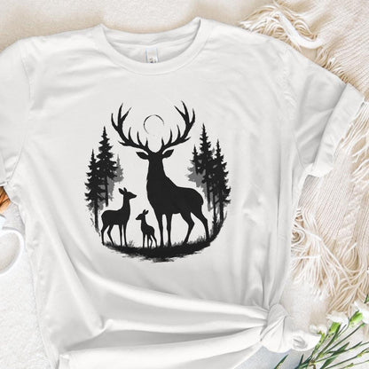 Deer Silhouette PNG, Woodland Forest Stag Family PNG - 300 DPI Design for