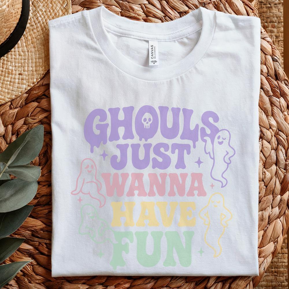 Ghouls Just Wanna Have Fun PNG, Cute Ghost Retro Halloween PNG - 300 DPI
