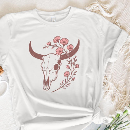 Boho Western Skull PNG, Floral Horns Tumbler PNG Digital Download - 300