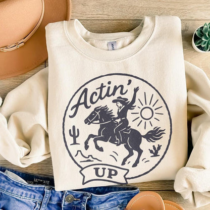 Actin' Up PNG, Cowgirl Horse Western Shirt - 300 DPI Design for T-Shirt