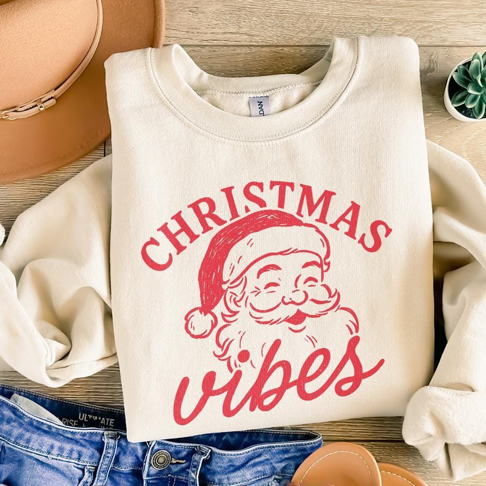 Christmas Vibes PNG, Retro Santa Claus - 300 DPI Design for T-Shirt
