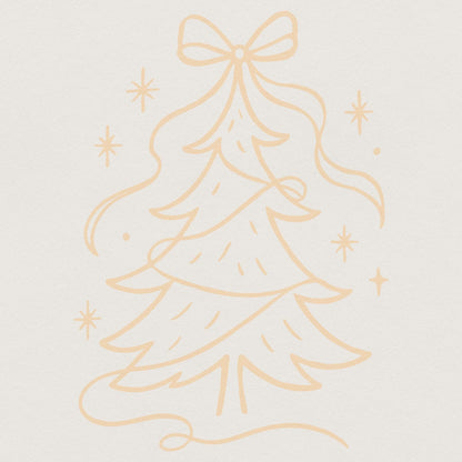 Elegant Ribbon Christmas Tree PNG, Minimalist Holiday Art Download - 300