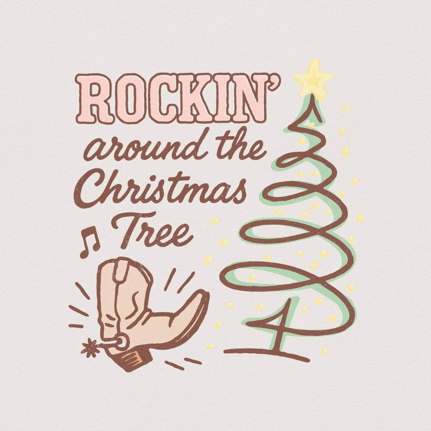 Rockin’ Around The Christmas Tree PNG, Western Christmas Tree PNG - 300