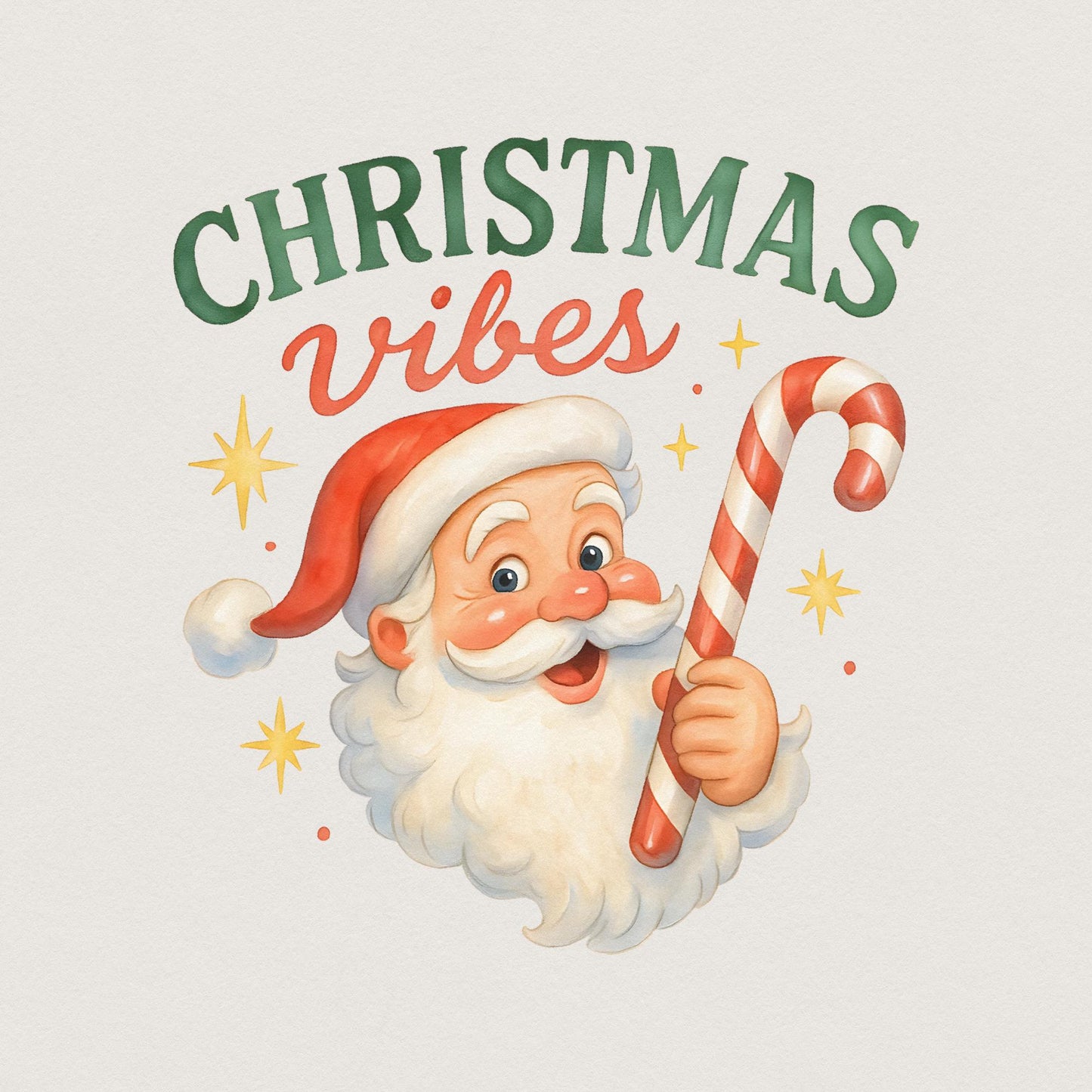 Christmas Vibes PNG, Vintage Santa Claus PNG - 300 DPI Design for T-Shirt