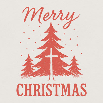 Merry Christmas PNG, Christian Christmas Tree Cross Digital Download -
