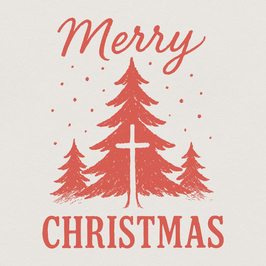 Merry Christmas PNG, Christian Christmas Tree Cross Digital Download -