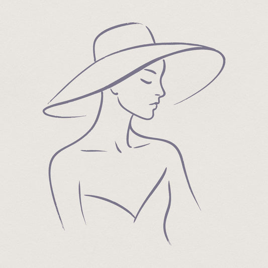 Elegant Woman With Hat Line Art PNG, Minimalist Fashion PNG Tee Design -