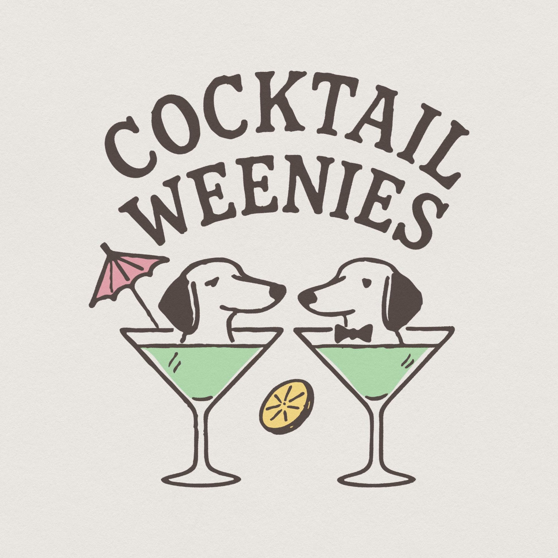 Cocktail Weenies PNG Tee, Dachshund Dogs in Martini Glasses Cute Digital