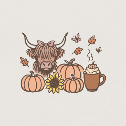 Highland Cow PNG, Fall PNG - 300 DPI Design for T-Shirt