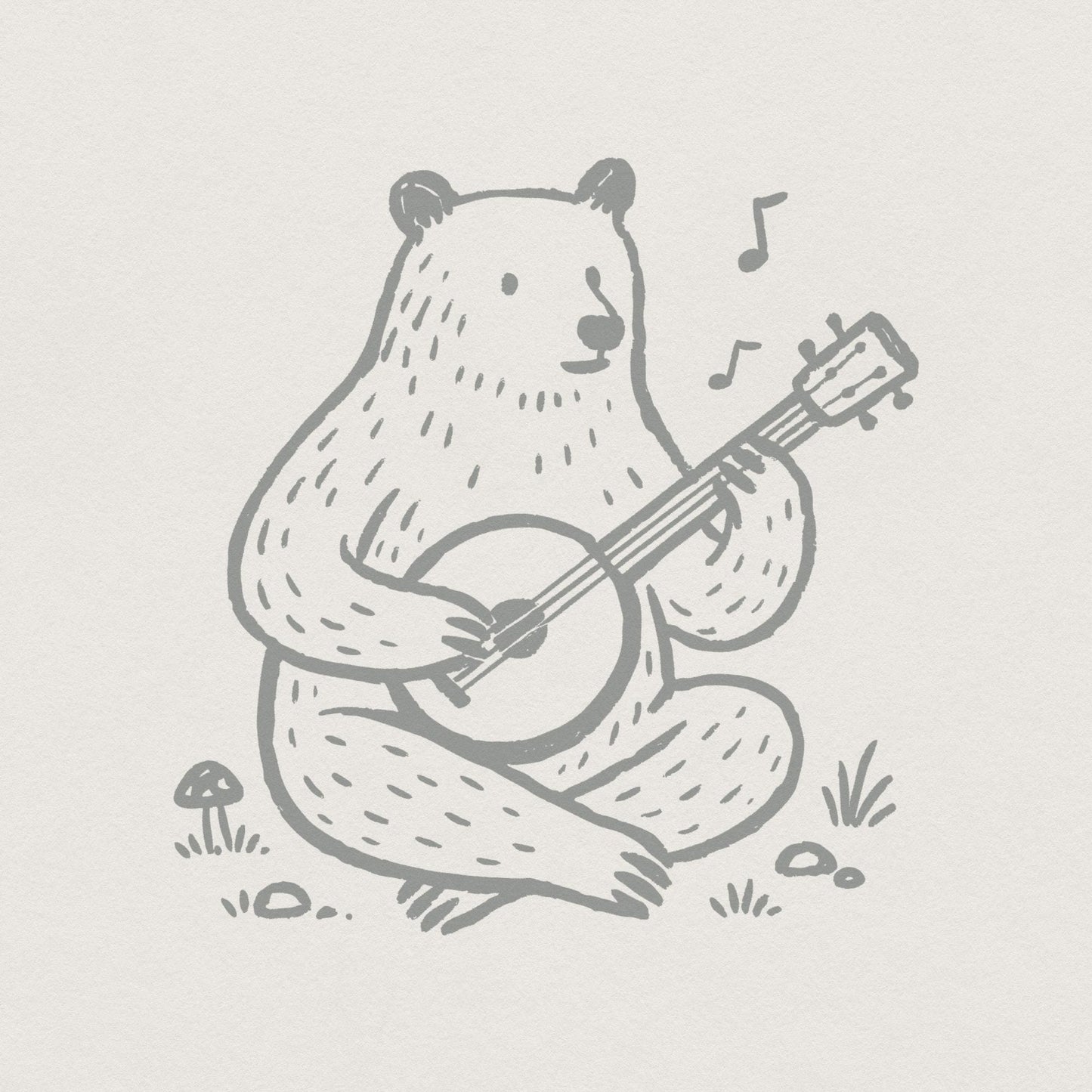 Bear Playing Banjo PNG – Cute Animal Music Illustration PNG, Woodland